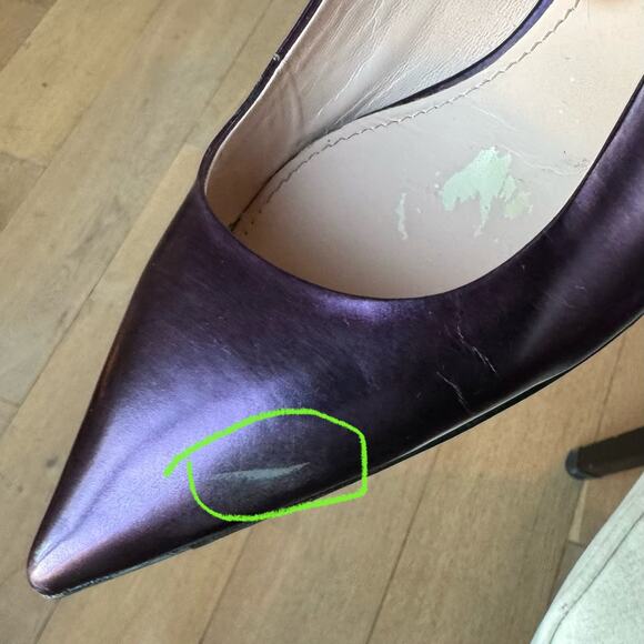 Miu Miu Purple Leather Pointed Toe Pumps - Italian Designer Heels US 8.5 EU 39 - Picture 8 of 12